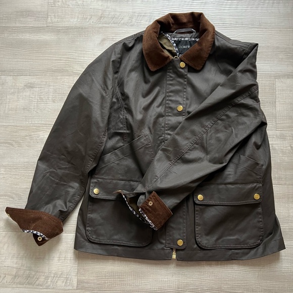 J. Crew Olive Jacket with Floral Collar - Picture 2 of 5